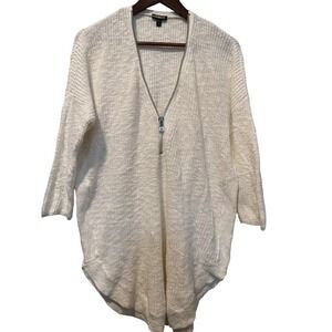 EXPRESS Cream Knit‎ 3/4 Sleeve Sweater Women Sz M Layering Minimalist